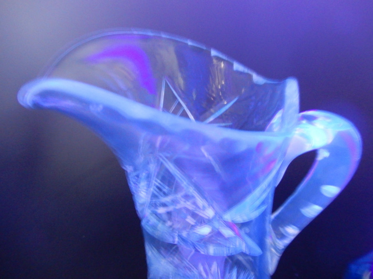 Antique Heavy ABP Cut Lead Crystal Glass Pinwheell Pitcher