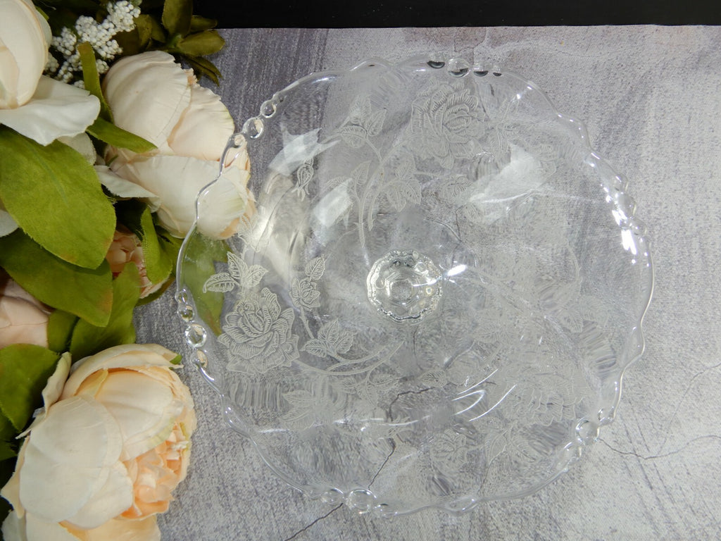 Vintage Waverly Heisey Rose Patten Compote Dish