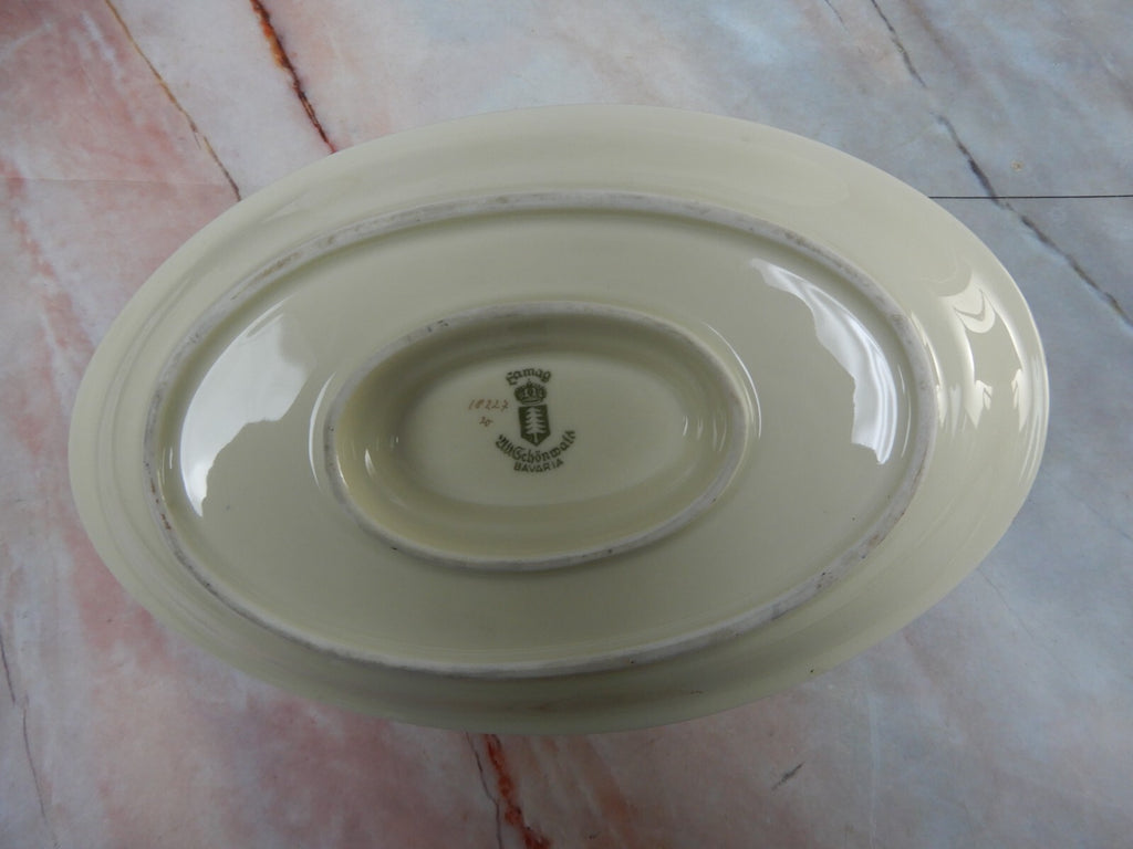 Vintage Eamag Schönwald Bavaria Gold and Cobalt Blue Rim Gravy Boat