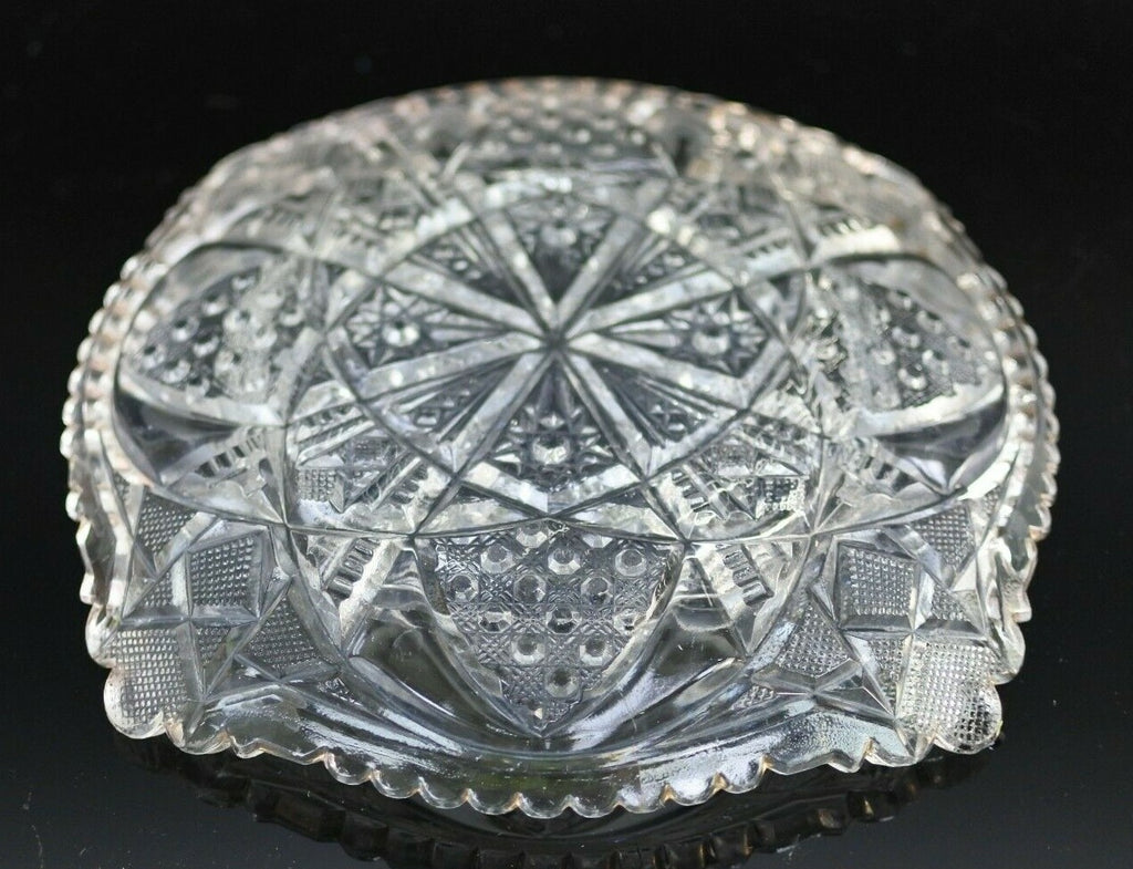 Vintage Ornate Starburst Press Glass Butter Dish With Lid