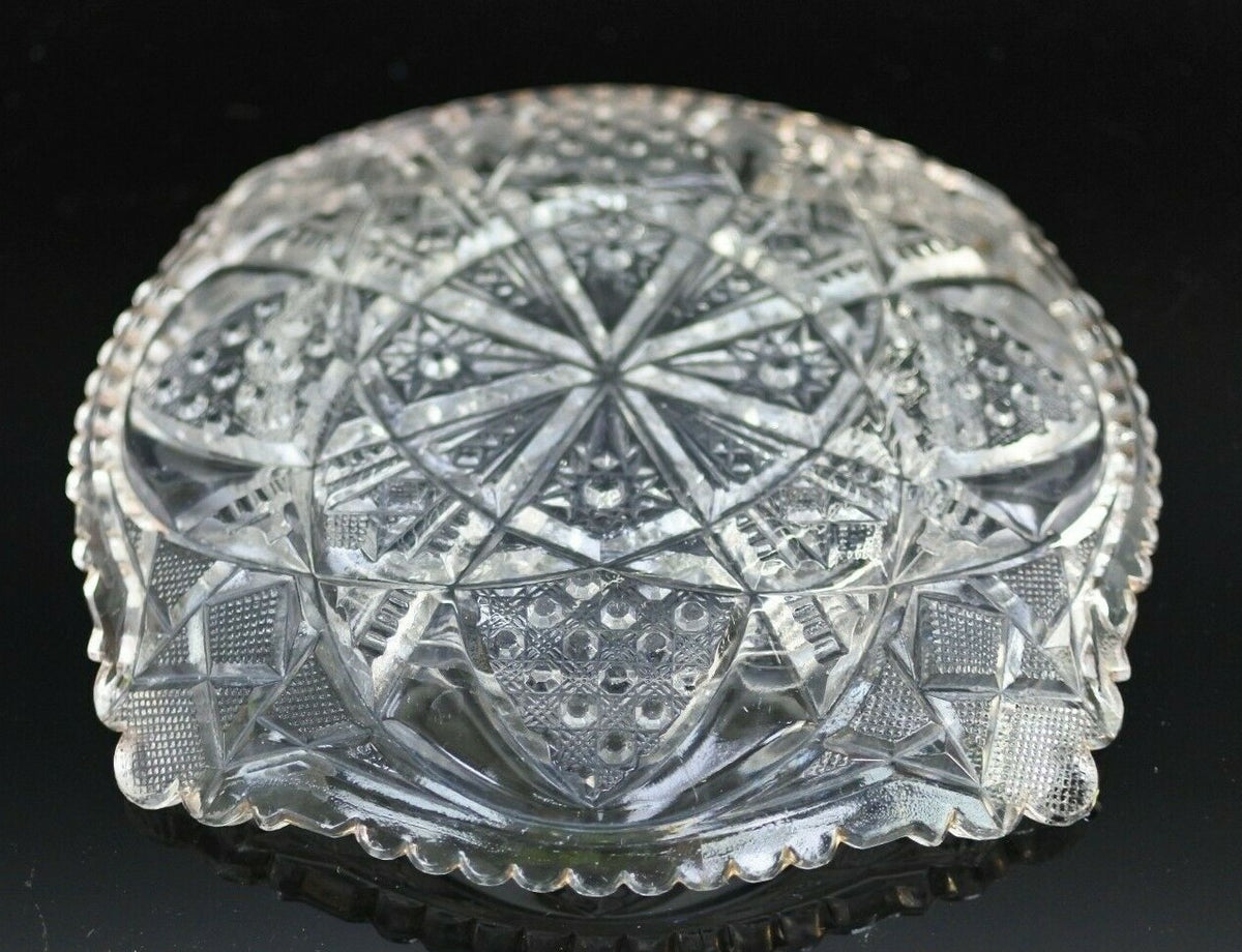 Vintage Ornate Starburst Press Glass Butter Dish With Lid