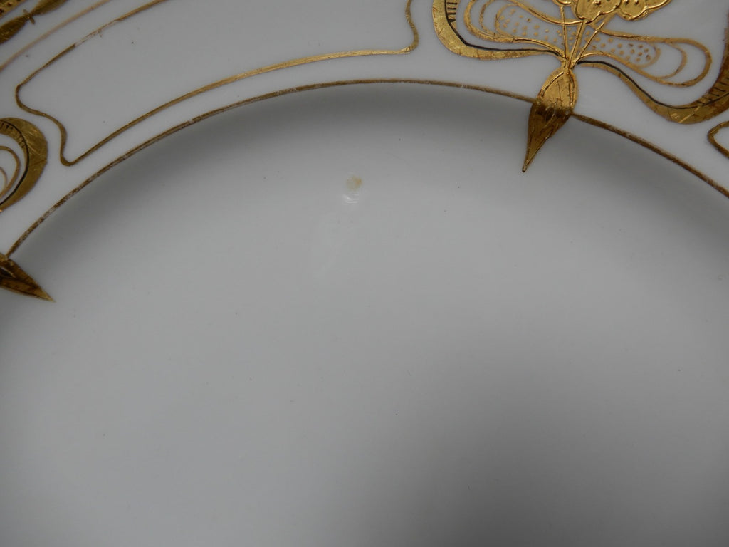 Antique Haviland Limoges France Set of Two Gold Gilt 10-1/8" Dinner Plates