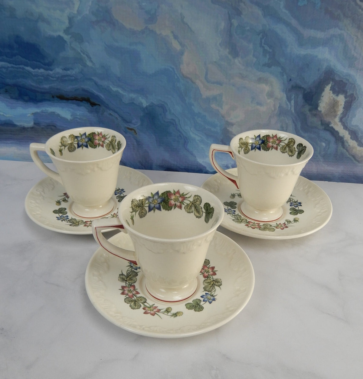 Set of 3 Wedgwood China~PEMBROKE T428 CORINTHIAN Demitasse Cups and Saucers