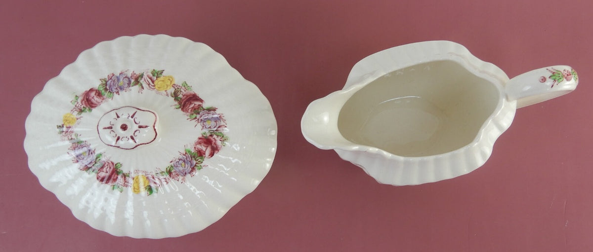 Vtg Copeland Spode "Rose Briar" Sugar Bowl and Creamer