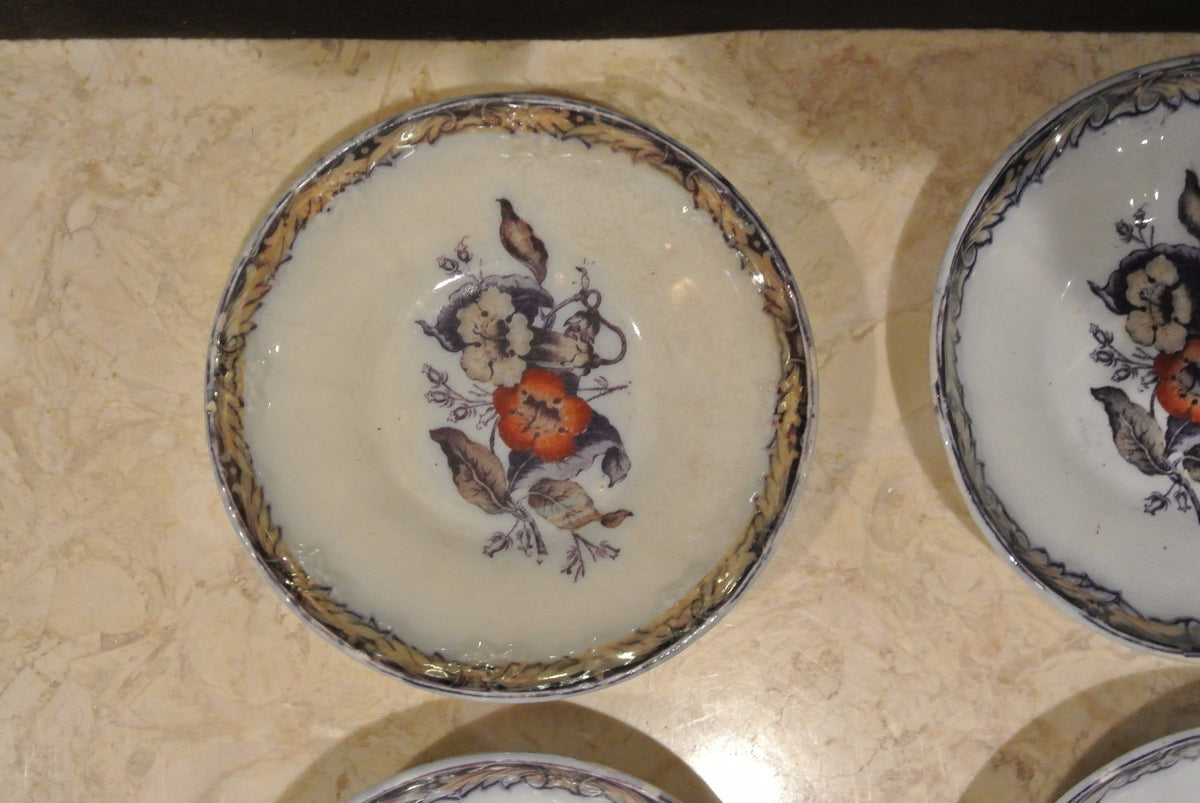 4 Elsmore & Forster Trumpet Flowers Purple Ironstone Bowls