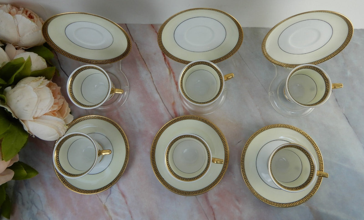 Thomas Bavaria Demitasse Set of 6 Chocolate Cups & Saucers Greek Key Design