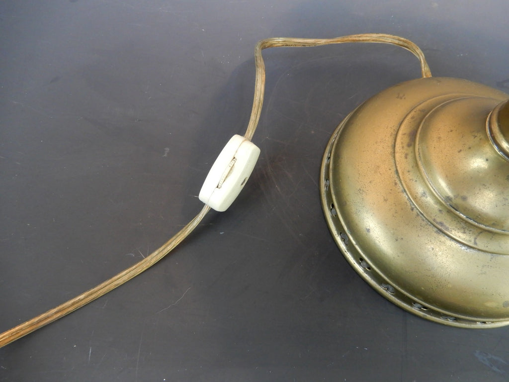 Antique 1800's Edward Miller Nickel Victorian Oil GWTW Lamp Converted Electric