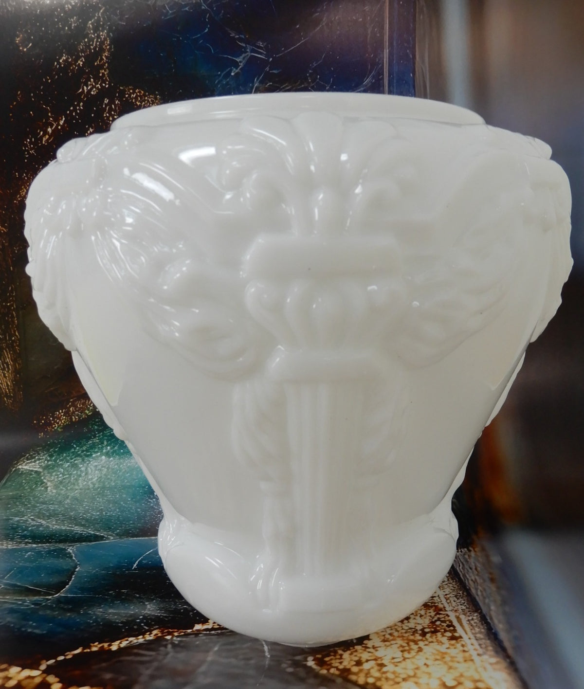 Vintage Milk Glass Victorian Double Hole Glass Ceiling Pendant Lamp Shade