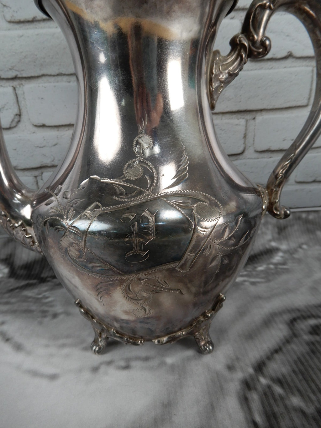 Vintage Rockford Silver Co. Quadruple Silver Plate 321 Engraved Coffee Pot