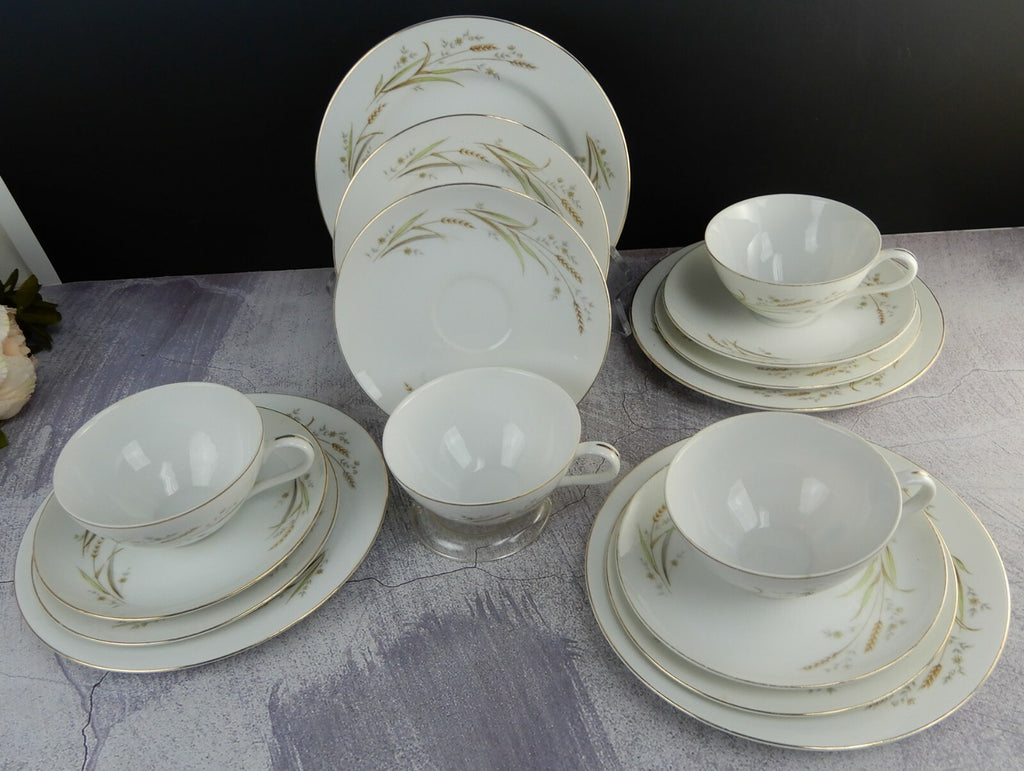 Set of 16 Pieces Golden Harvest Fine China Japan Cups,Saucers,B/B,Dessert Plates