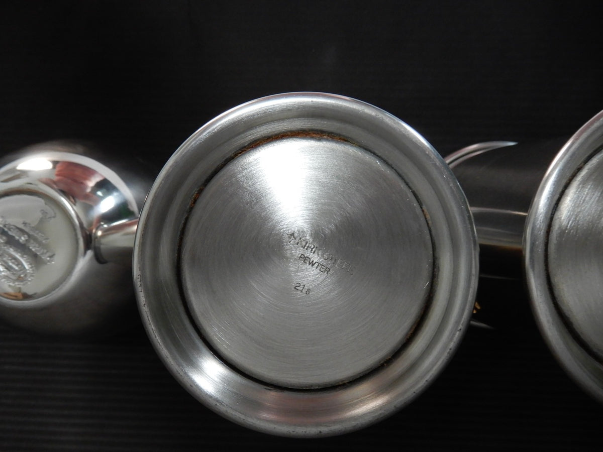 Kirk Stieff English Pewter 2 Julep Cups  and one Jefferson Cup w/Gold Ducks