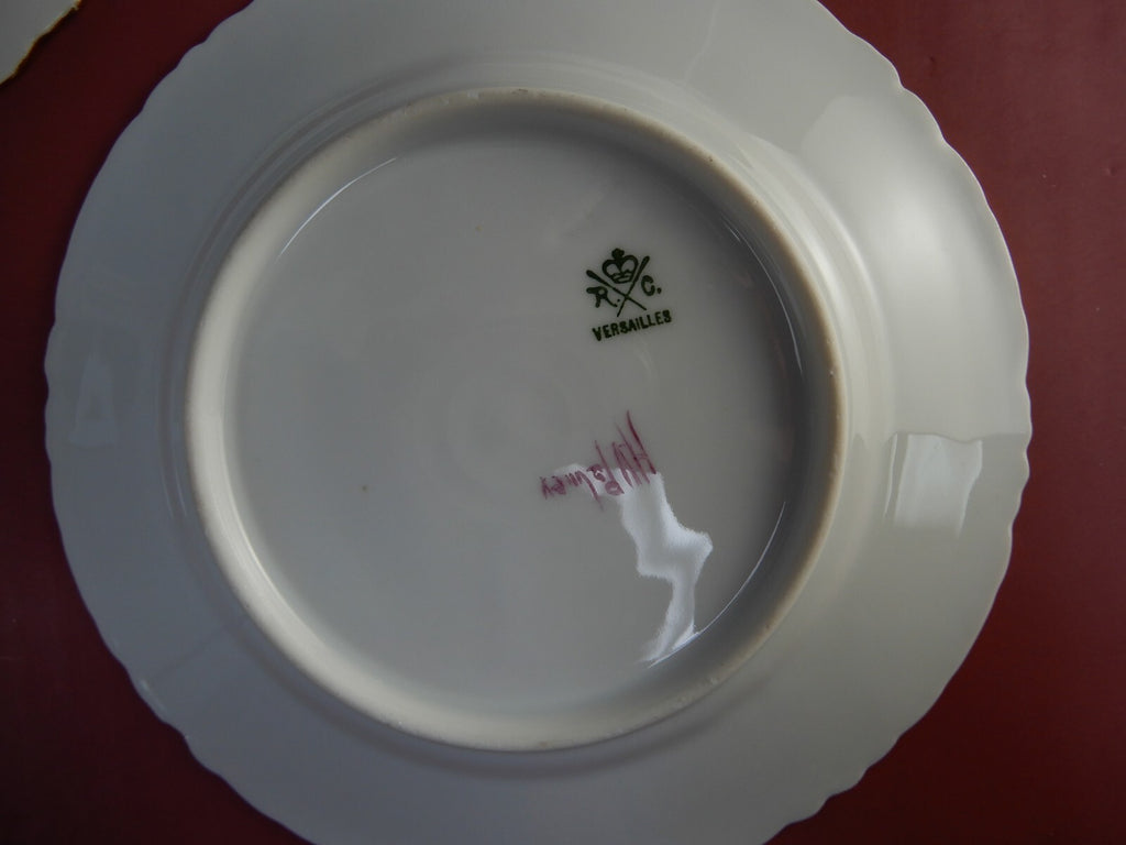 Five RC Versailles Bavaria Hand Painted and Signed Pink,Green,Gold 6-1/4" Plates