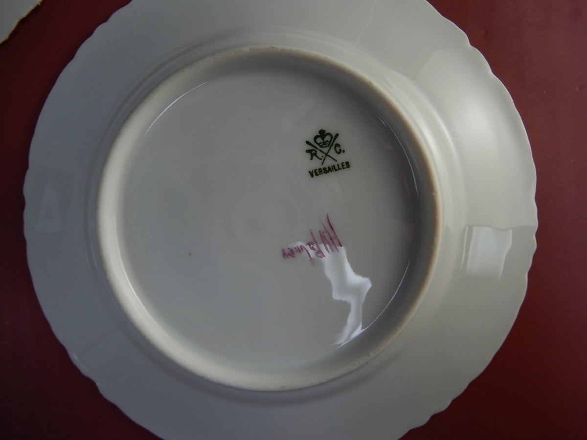 Five RC Versailles Bavaria Hand Painted and Signed Pink,Green,Gold 6-1/4" Plates