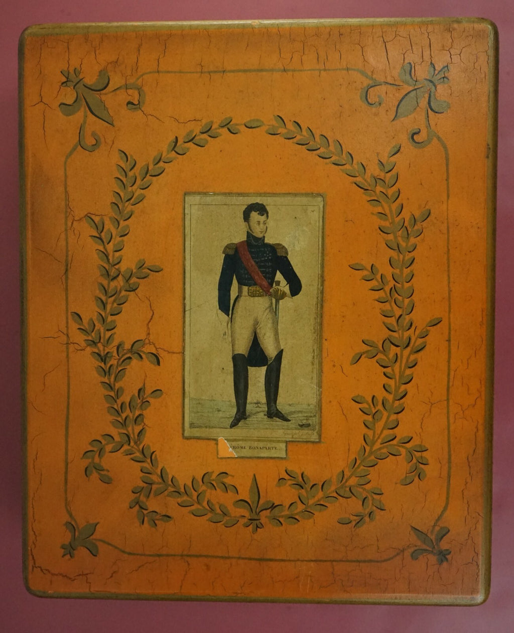 Vintage Fleur-de-lis Box with Print of Jerome Bonaparte Wooden Box