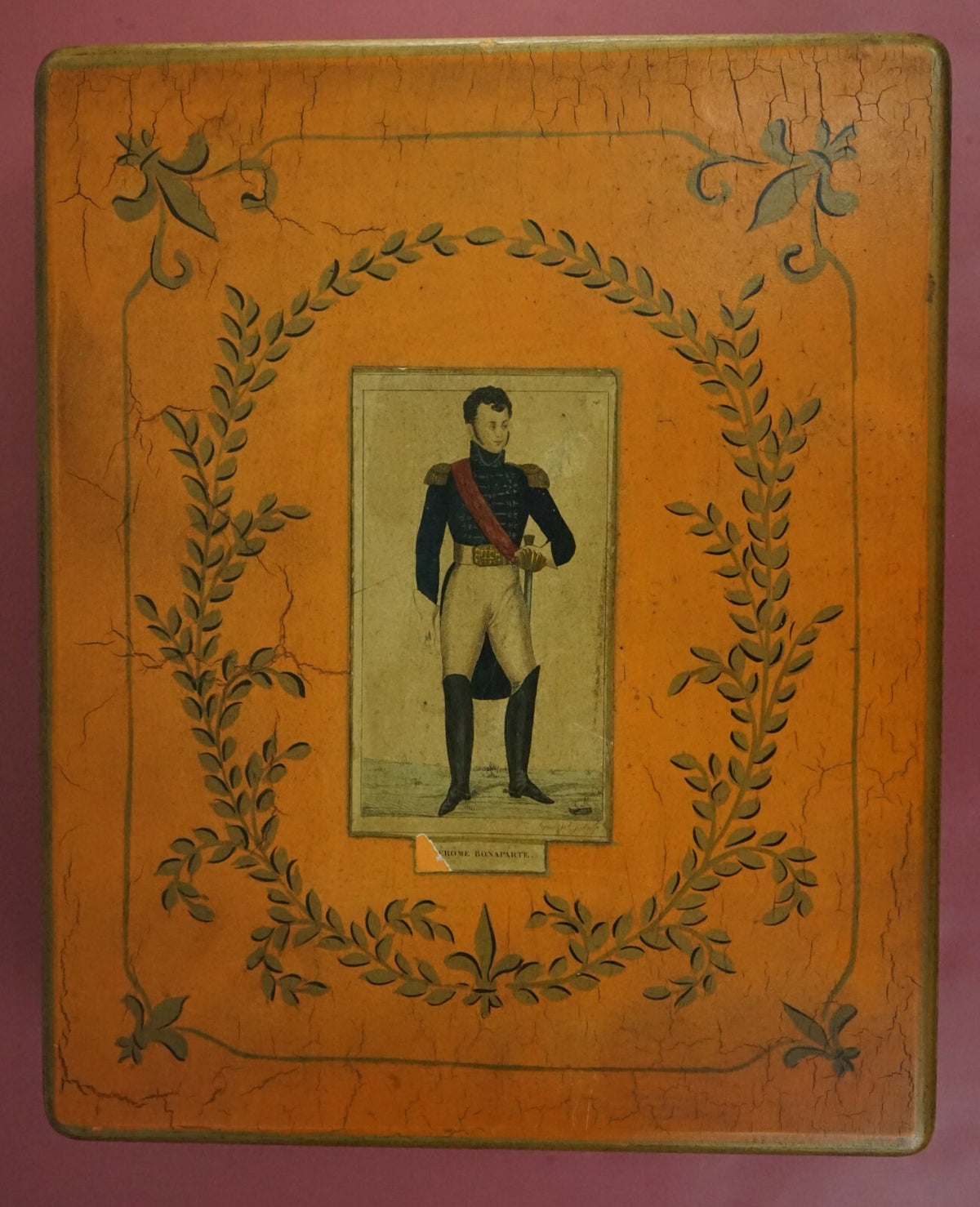 Vintage Fleur-de-lis Box with Print of Jerome Bonaparte Wooden Box