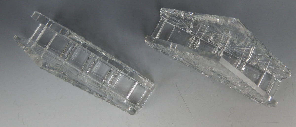 Two Bohemia 24% Lead Napkin Holders Made in Czechoslovakia Hand Cut