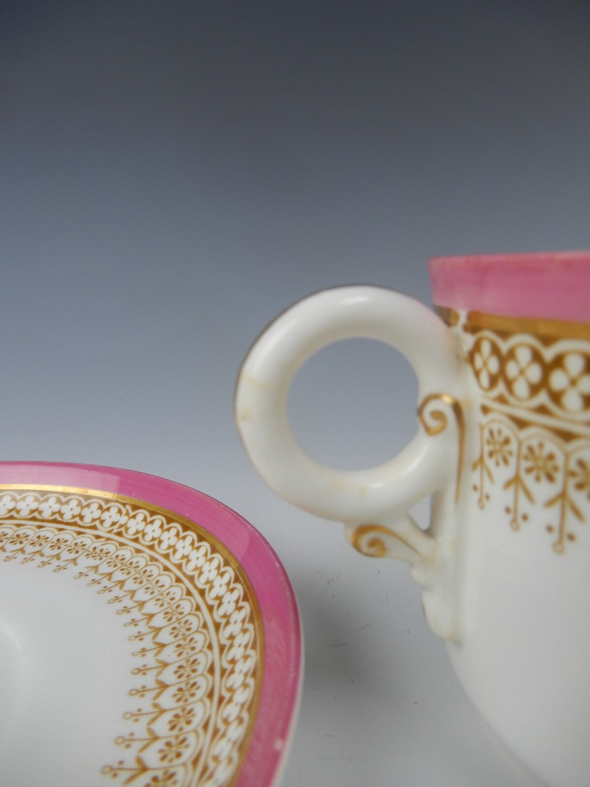 Antique Royal Worcester Floral Small English Cup and Saucer