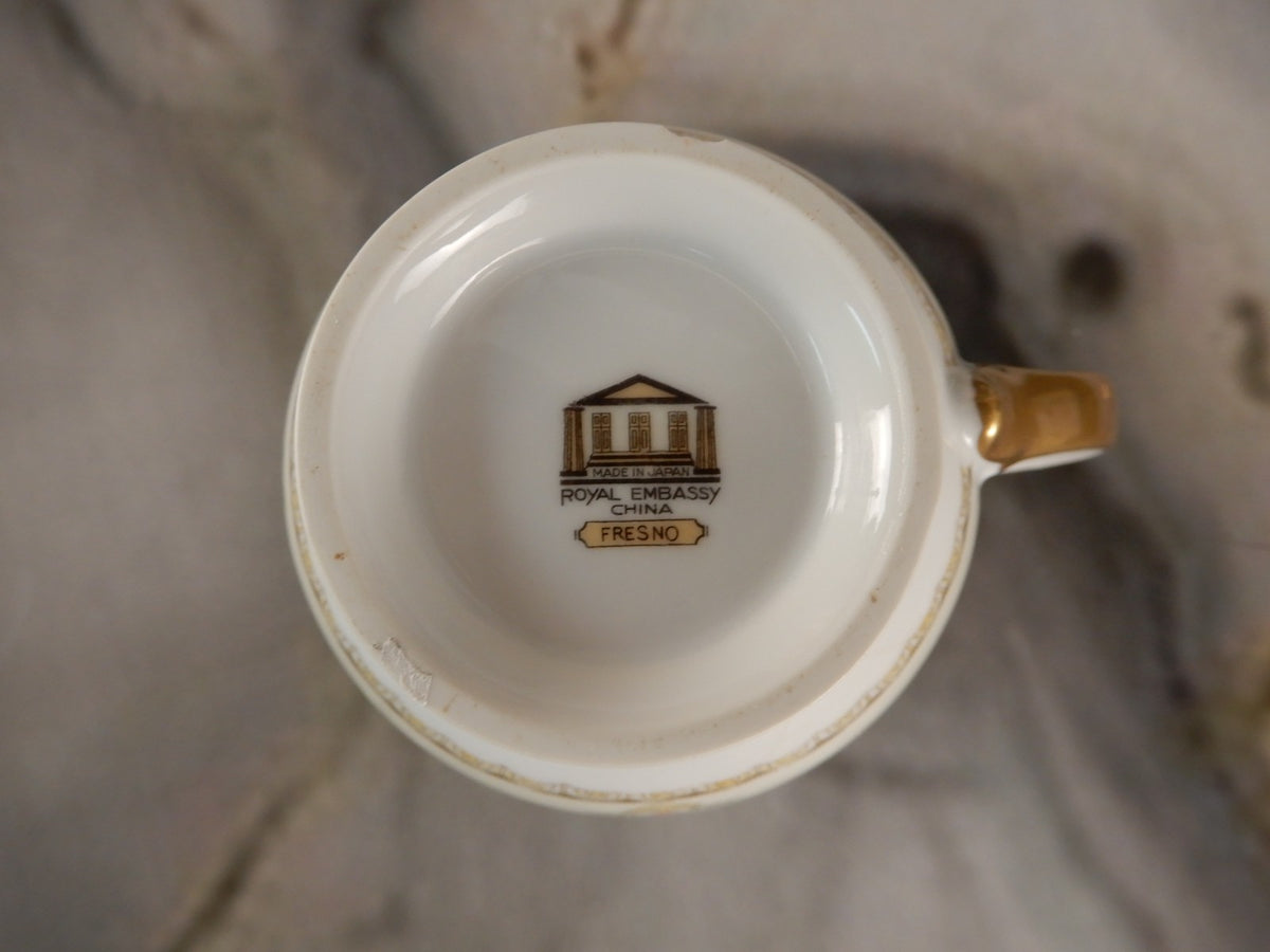 Vintage Royal Embassy China "Fresno" Gravy Boat,Sugar Bowl and Creamer