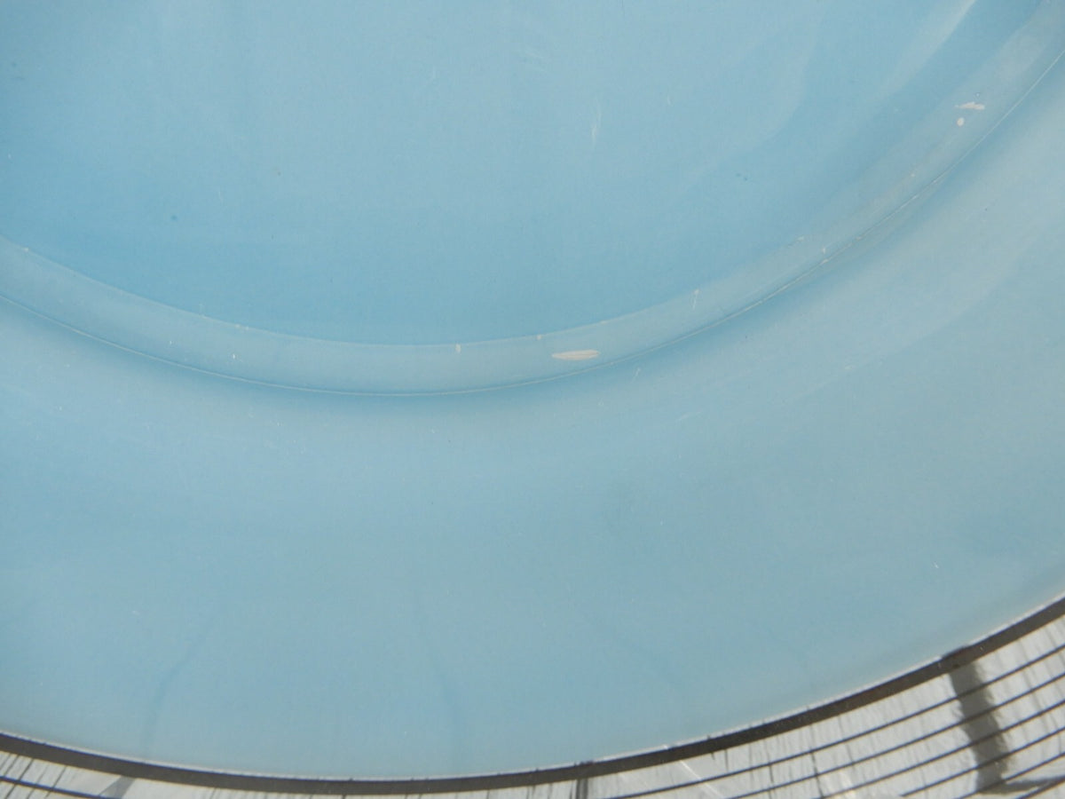 Set of Silver Rim Glass Blue Color Cake Plate and 8 Piece 7-1/2" Dessert Plates