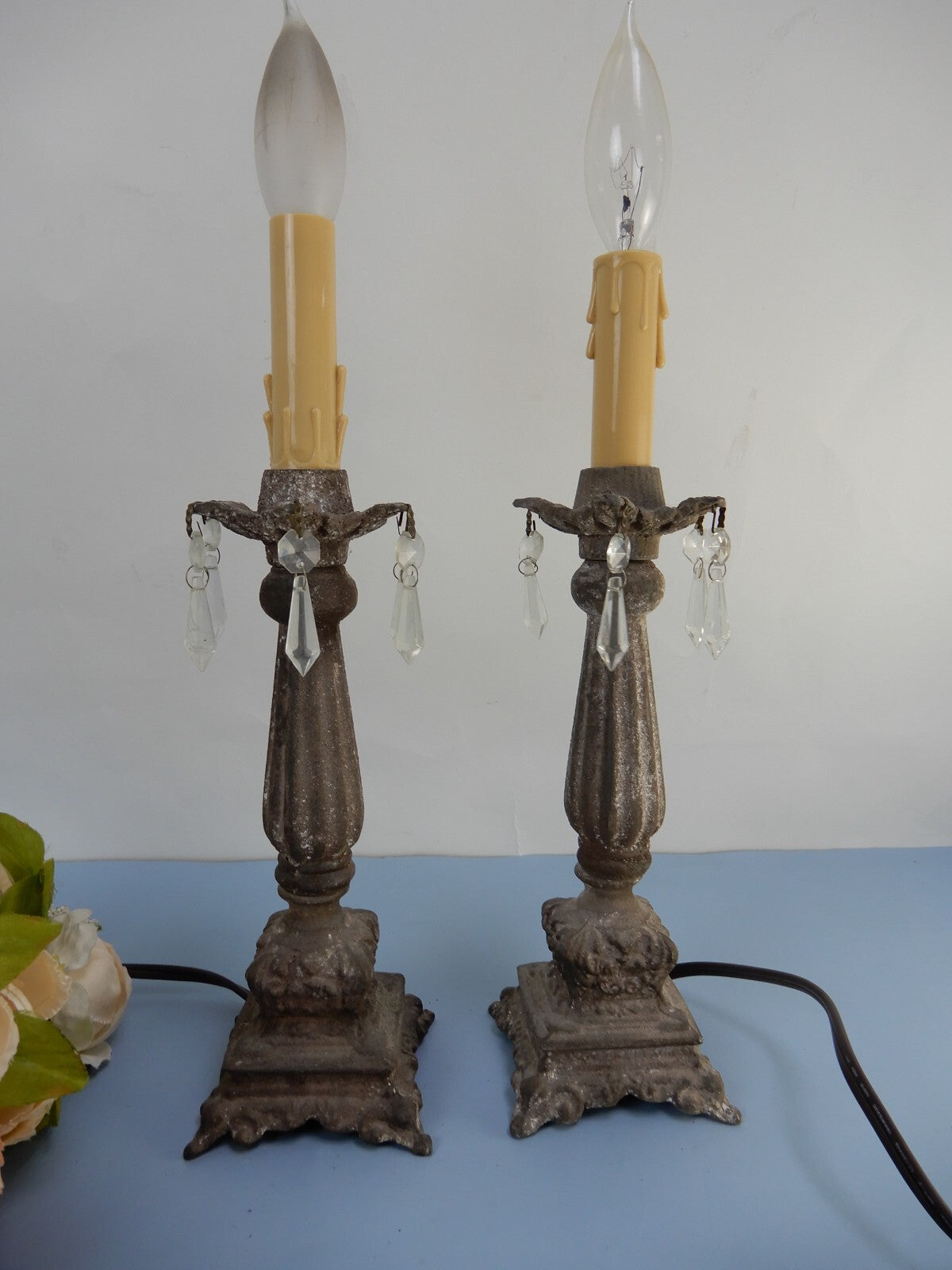 Pair of Vintage Style Cast Metal Table Lamps
