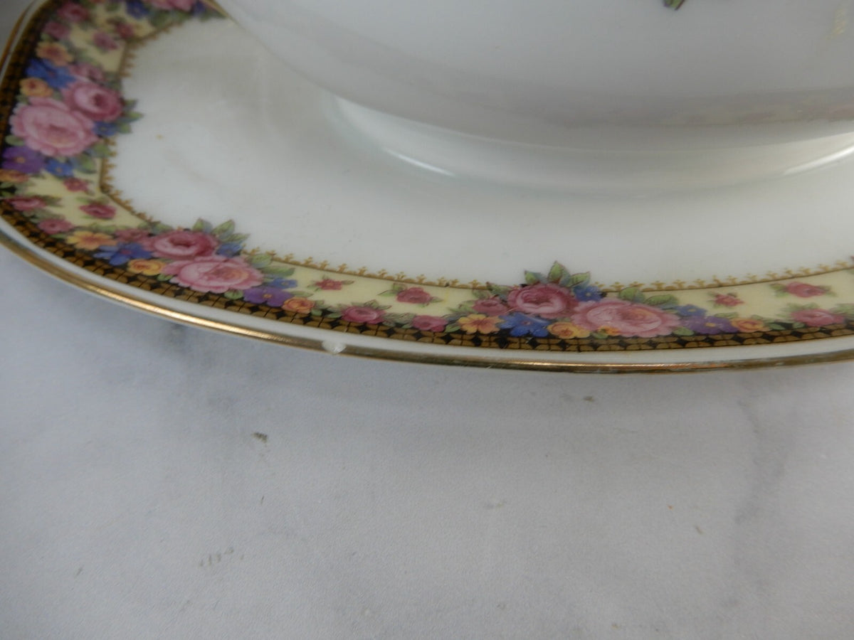 Vintage Edelstein Bavaria 11-1/8" Platter and Gravy Boat w/Attached Underplate