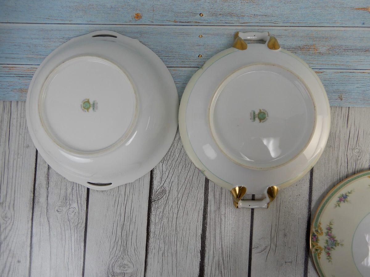 Noritake Floral Bouquet "Plaza" Round Serving Bowl and Lidded Serving Bowl