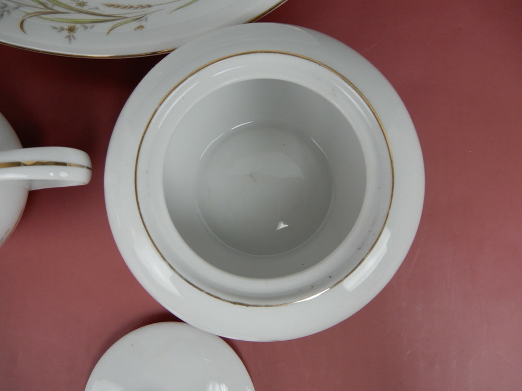 Lot Of Vintage Golden Harvest Serving Dishes Creamer,Sugar and Vegetable Bowl
