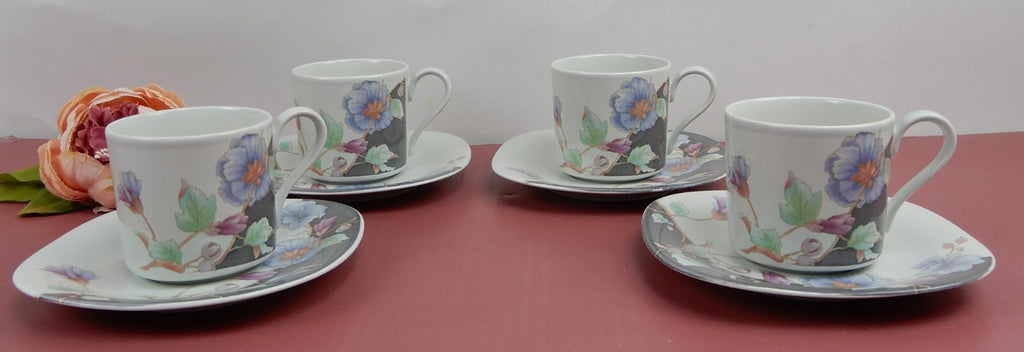 Mikasa Tempo Eighty Floral Eclipse Set of 4 Cups and Saucers