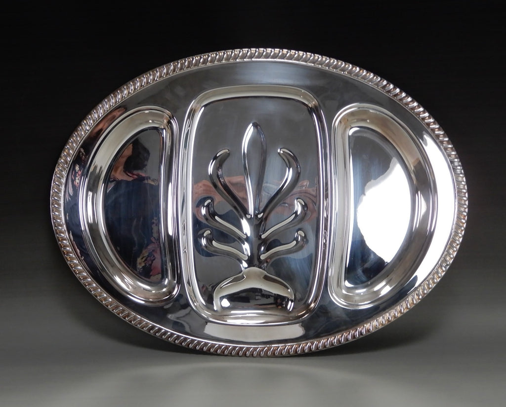 MRR S English Silver Mfg Co Silver-Plated Tree of Life Meat Carving Tray 21-3/4"