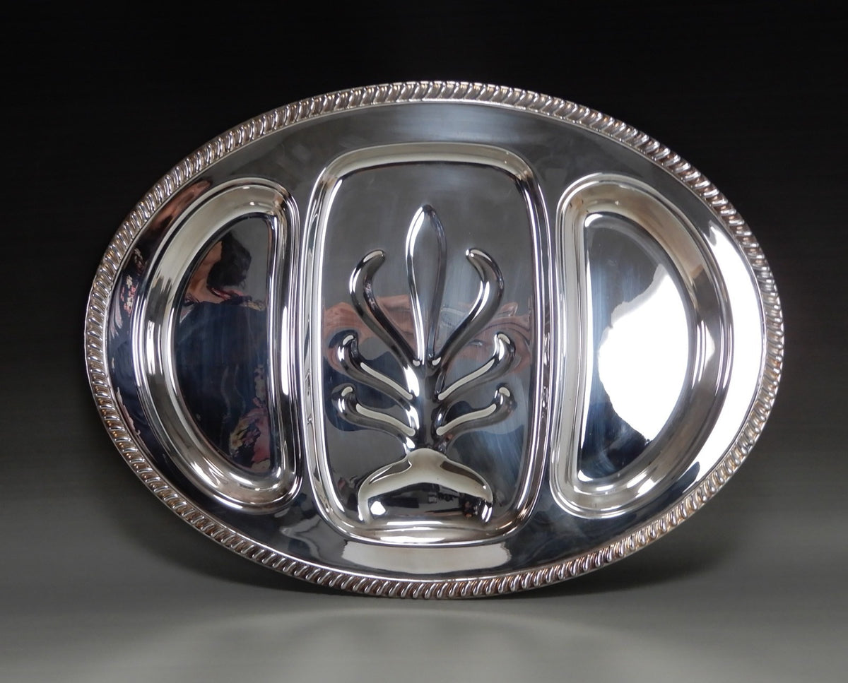 MRR S English Silver Mfg Co Silver-Plated Tree of Life Meat Carving Tray 21-3/4"