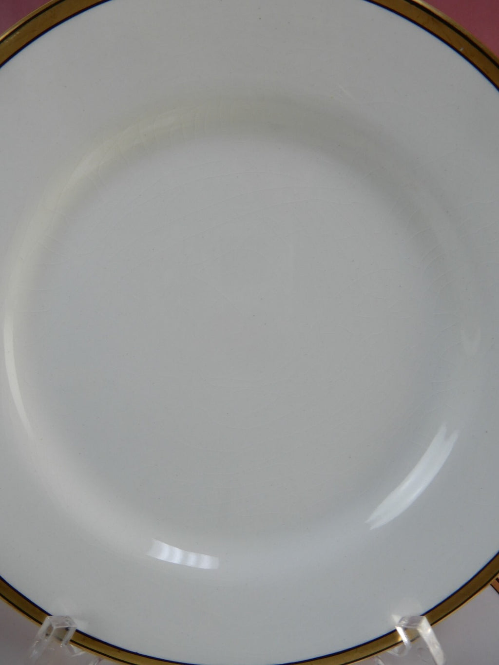 Lot of 6 Johnson Brothers England White Gold  and Black Rims 8" Salad Plates