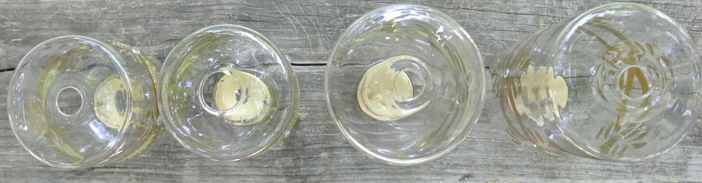 Vintage Set of 4 Glass Hand Painted Tea Light Candle Holders