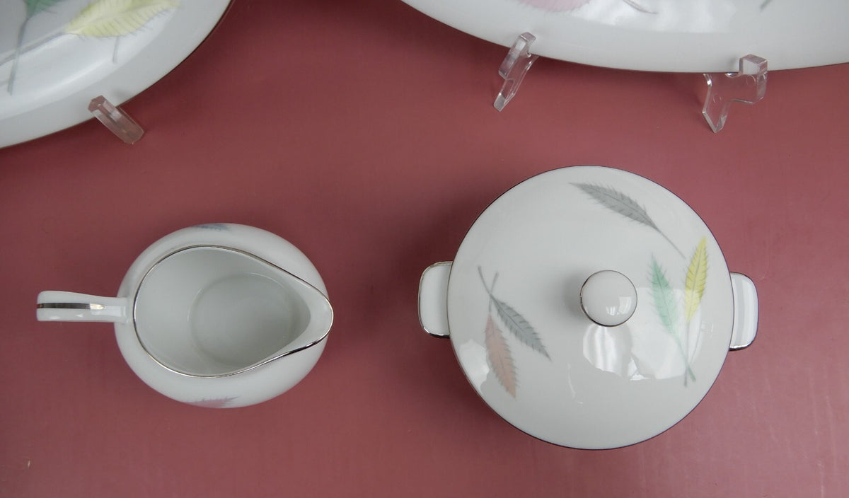 Set of 2 Platters, Sugar Bowl and Creamer L & M China "DELICE" Pattern