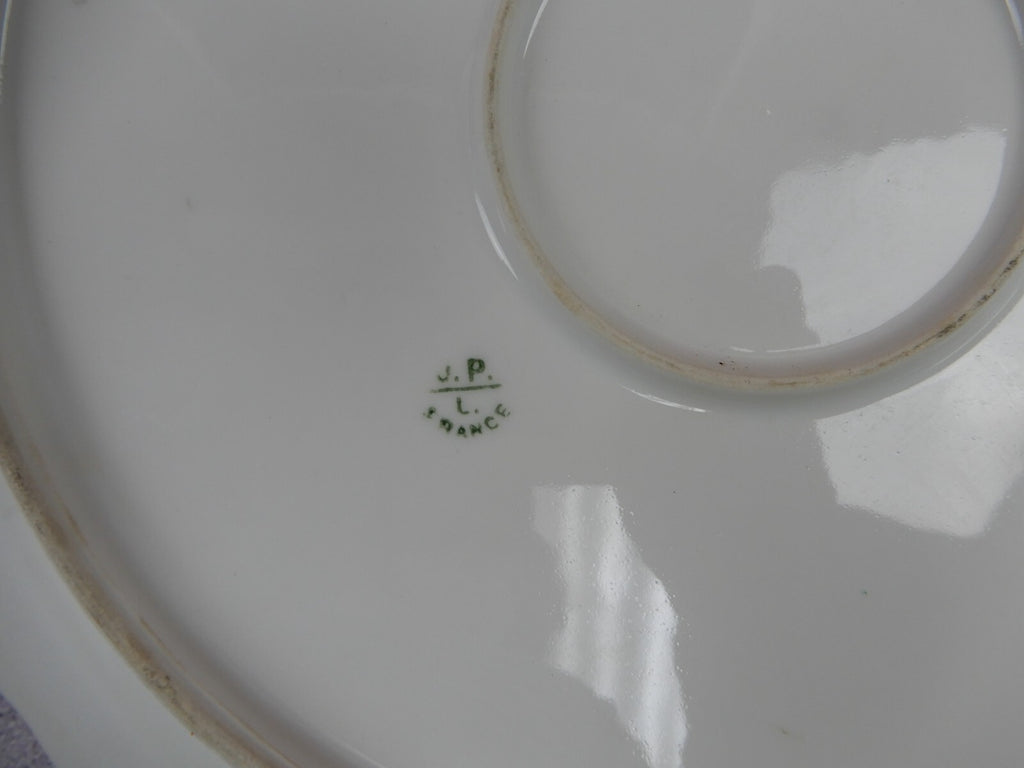 Vintage J.Pouyat Limoges 11-3/8" Display Art-Deco Plate White,Blue w/ Gold Rim
