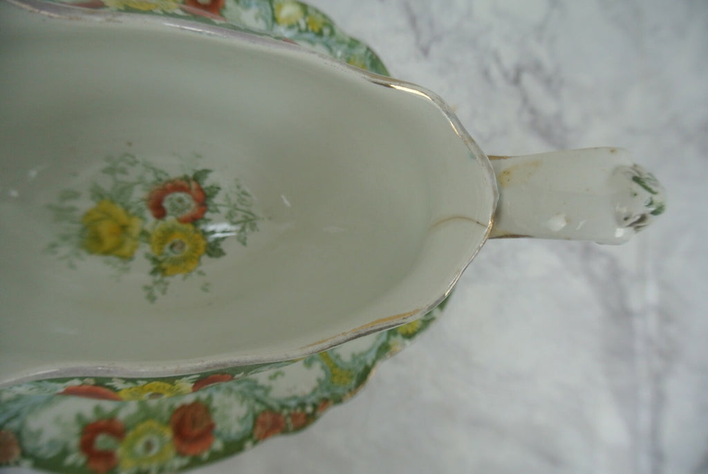 Antique Belmont J.H.W & Sons England Gravy Boat with Underplate "B"