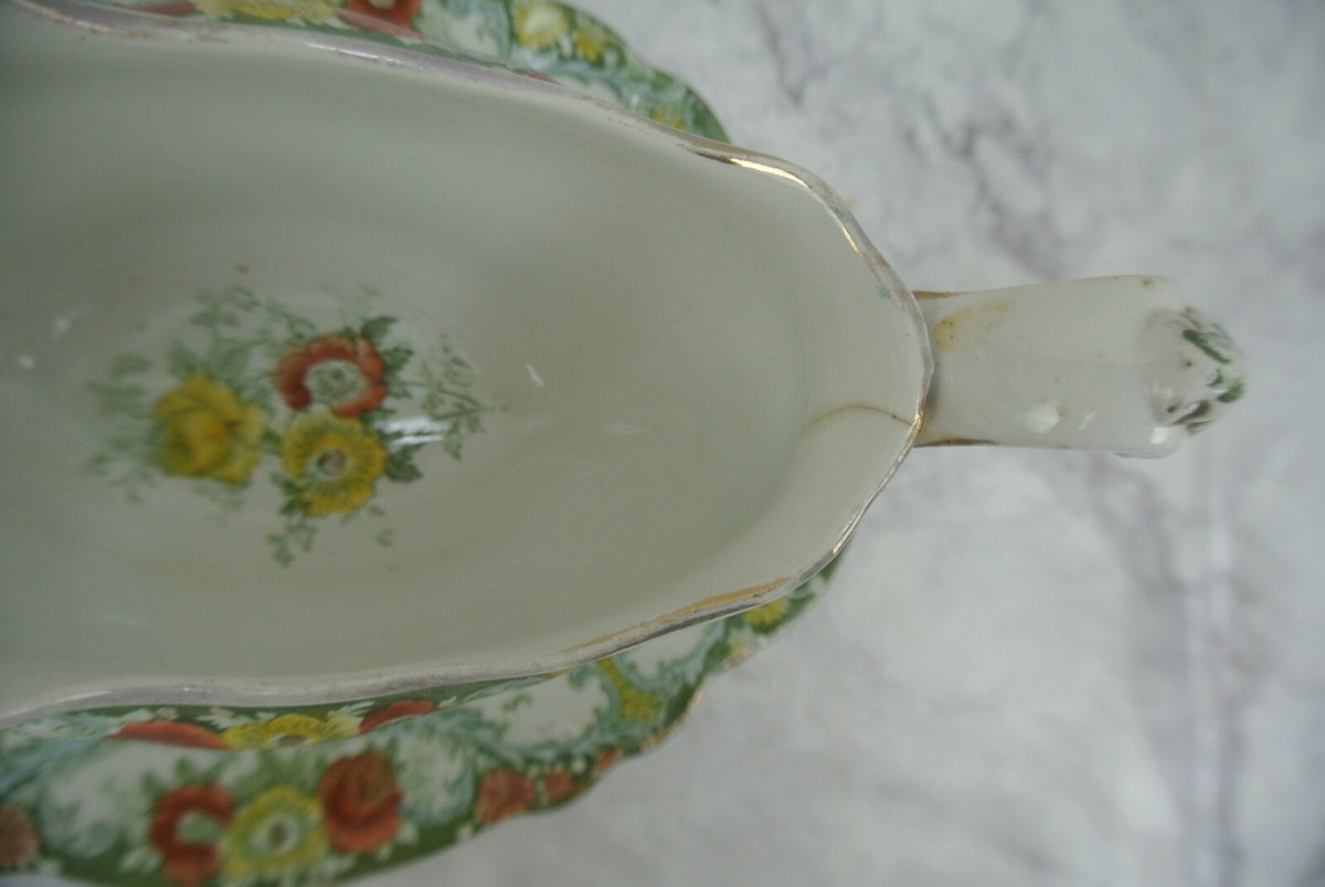Antique Belmont J.H.W & Sons England Gravy Boat with Underplate "B"