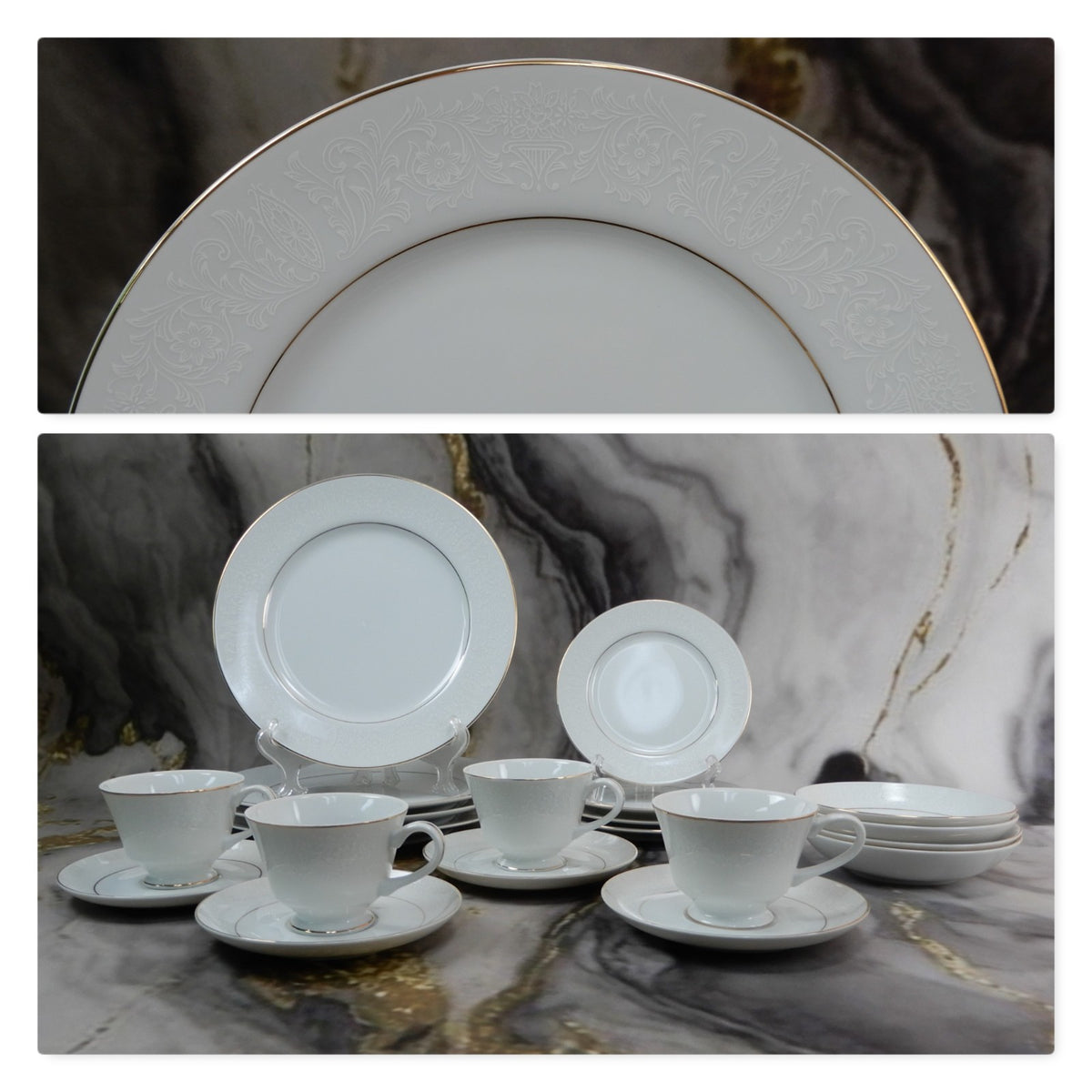 20 Pieces 6-Piece 4 Place Norleans fine china "White Lace" Made in Japan