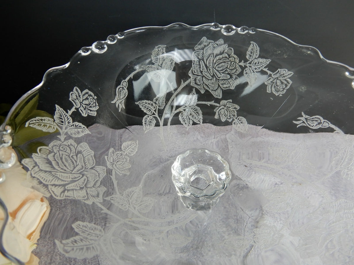 Vintage Waverly Heisey Rose Patten Compote Dish