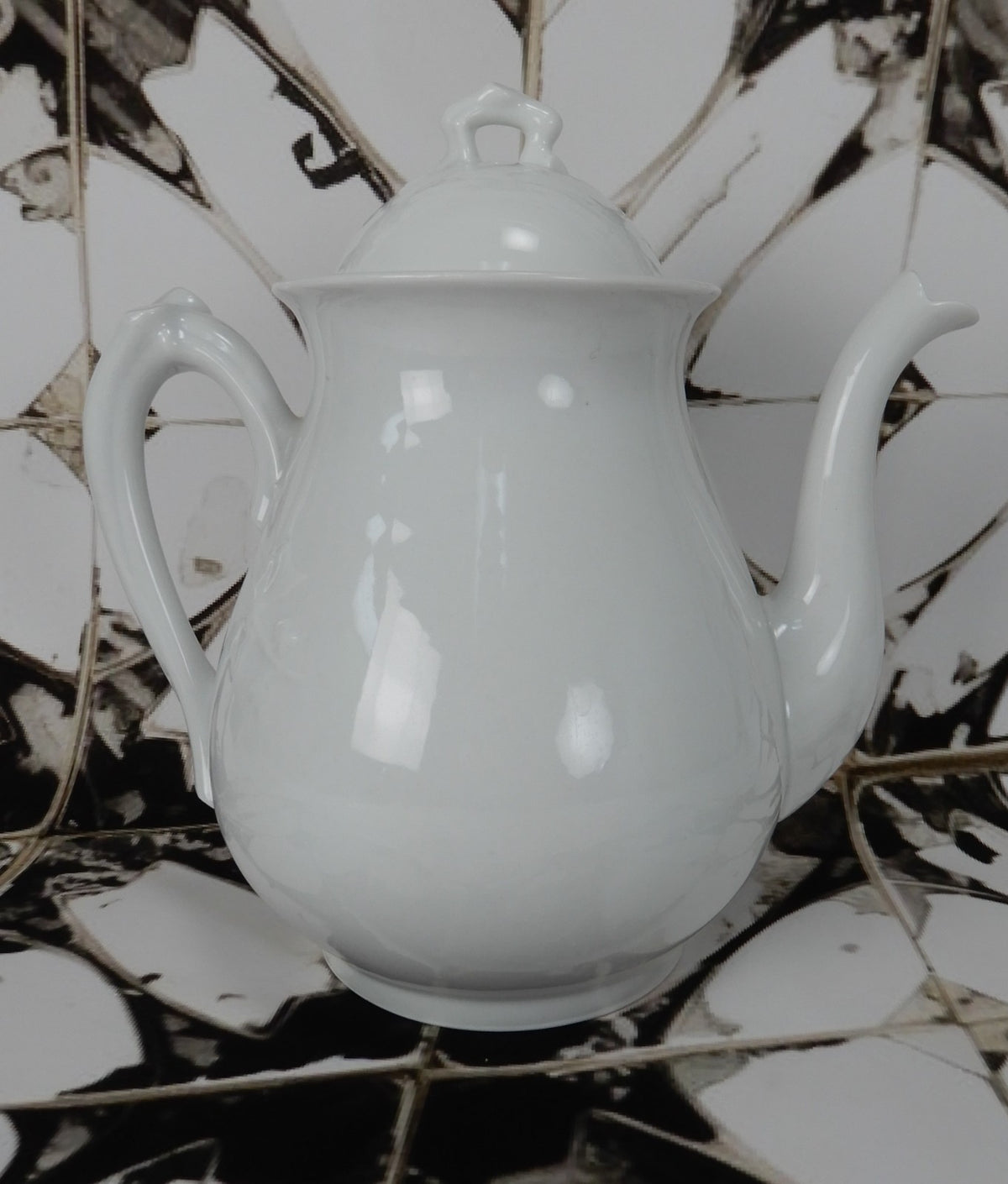 Vintage D&Co. France White Ironstone Embossed Coffee Pot