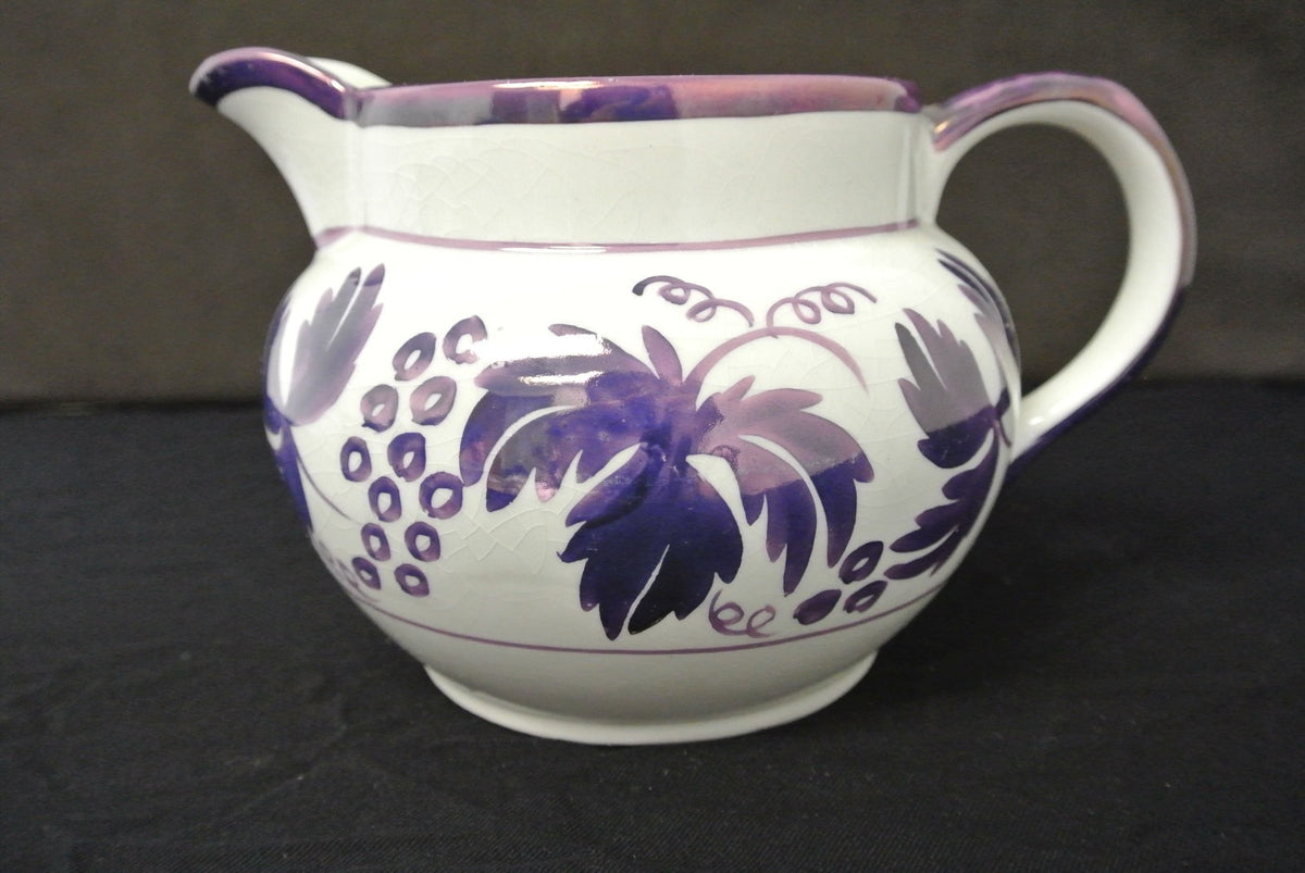 Vintage Pitcher Arthur Wood Pitcher, English Ceramic #5198, Cream Lilac Vines