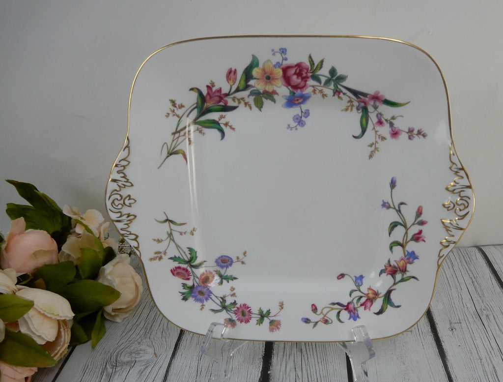 Vintage Wedgwood " Devon Sprays " 10-3/4" Square Handled Cake Plate