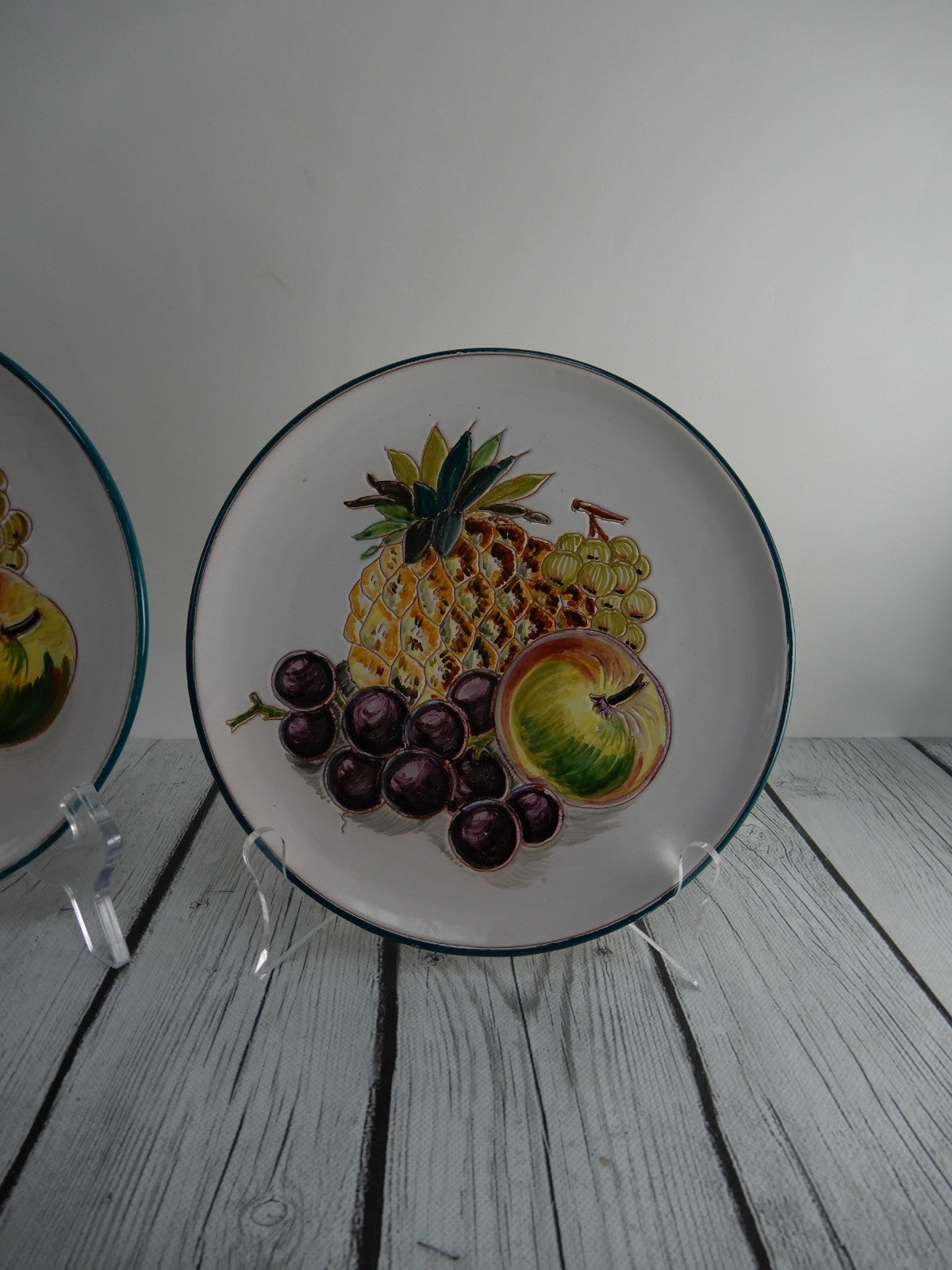 Vintage Italian Hand Painted Ceramic Pottery Set of 3 Decorative Plates