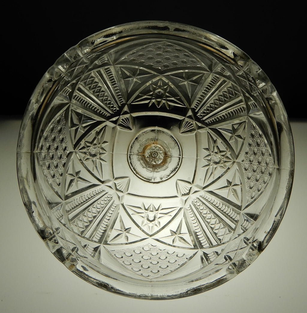 Vintage Clear Press Glass Lidded Round Butter Dish Gold Rims
