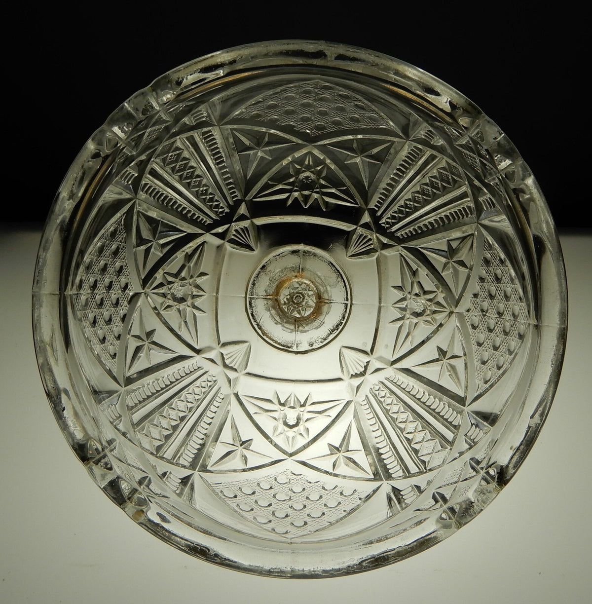 Vintage Clear Press Glass Lidded Round Butter Dish Gold Rims