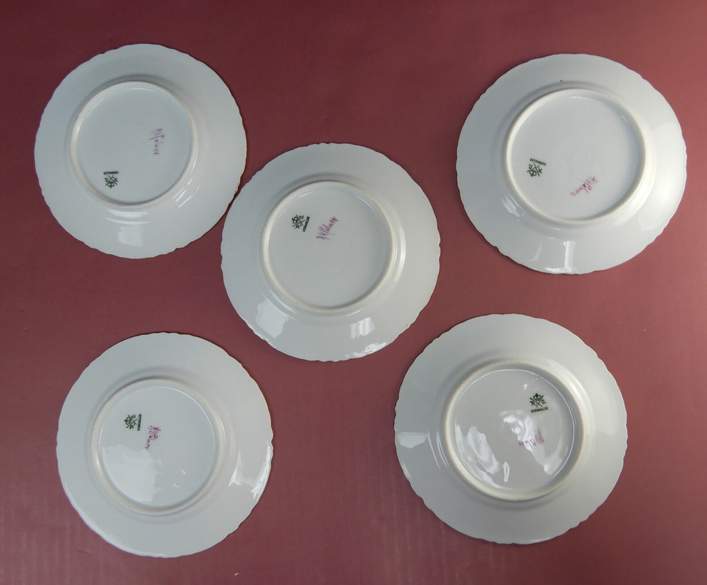 Five RC Versailles Bavaria Hand Painted and Signed Pink,Green,Gold 6-1/4" Plates