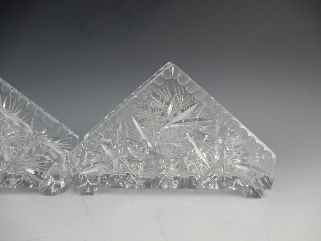 Two Bohemia 24% Lead Napkin Holders Made in Czechoslovakia Hand Cut