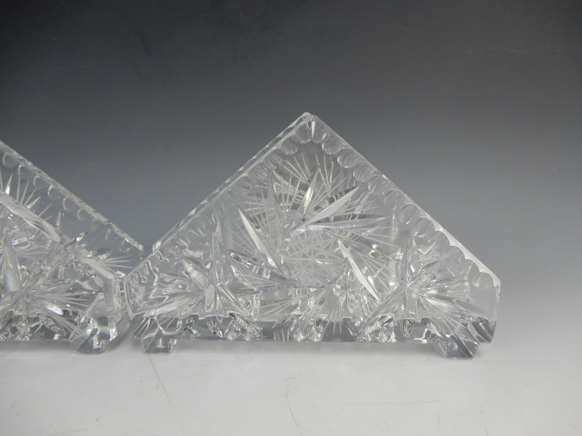 Two Bohemia 24% Lead Napkin Holders Made in Czechoslovakia Hand Cut
