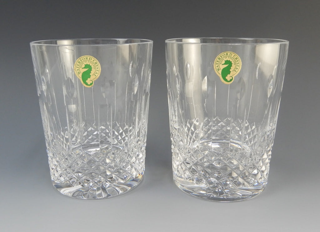 Set of Two Waterford  Crystal Happy Birthday Double Old Fashioned Glasses 12 oz
