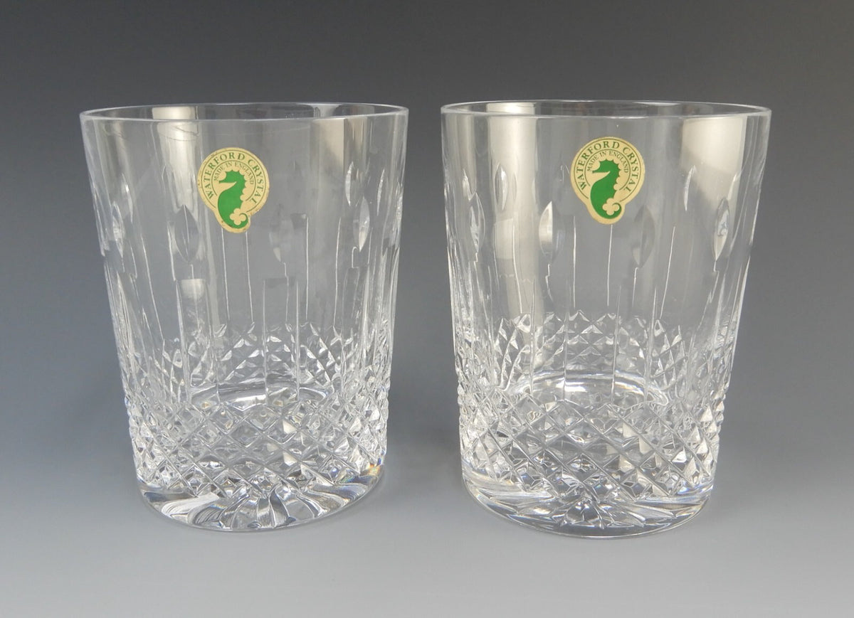 Set of Two Waterford  Crystal Happy Birthday Double Old Fashioned Glasses 12 oz