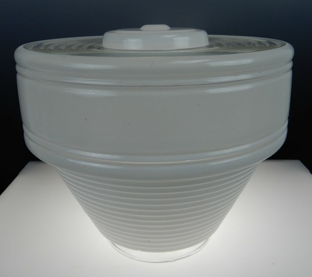 Vintage Tall Ceiling White & Clear Glass Shade 8" Diameter